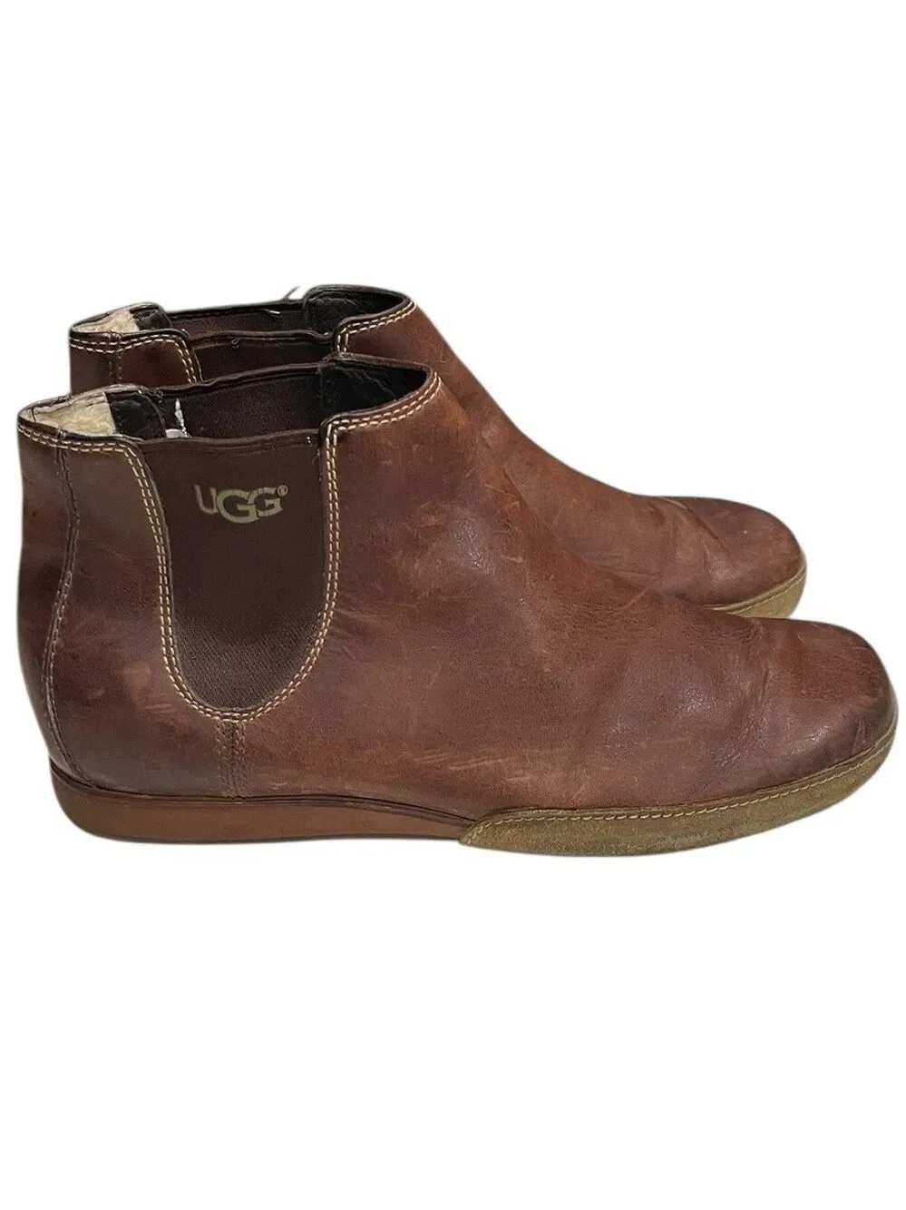 UGG Men’s Aiden Chelsea Leather Boot Water Resistant SZ 11 Brown